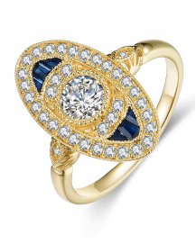OVAL SAPPHIRE DIAMOND RING (TR3759)